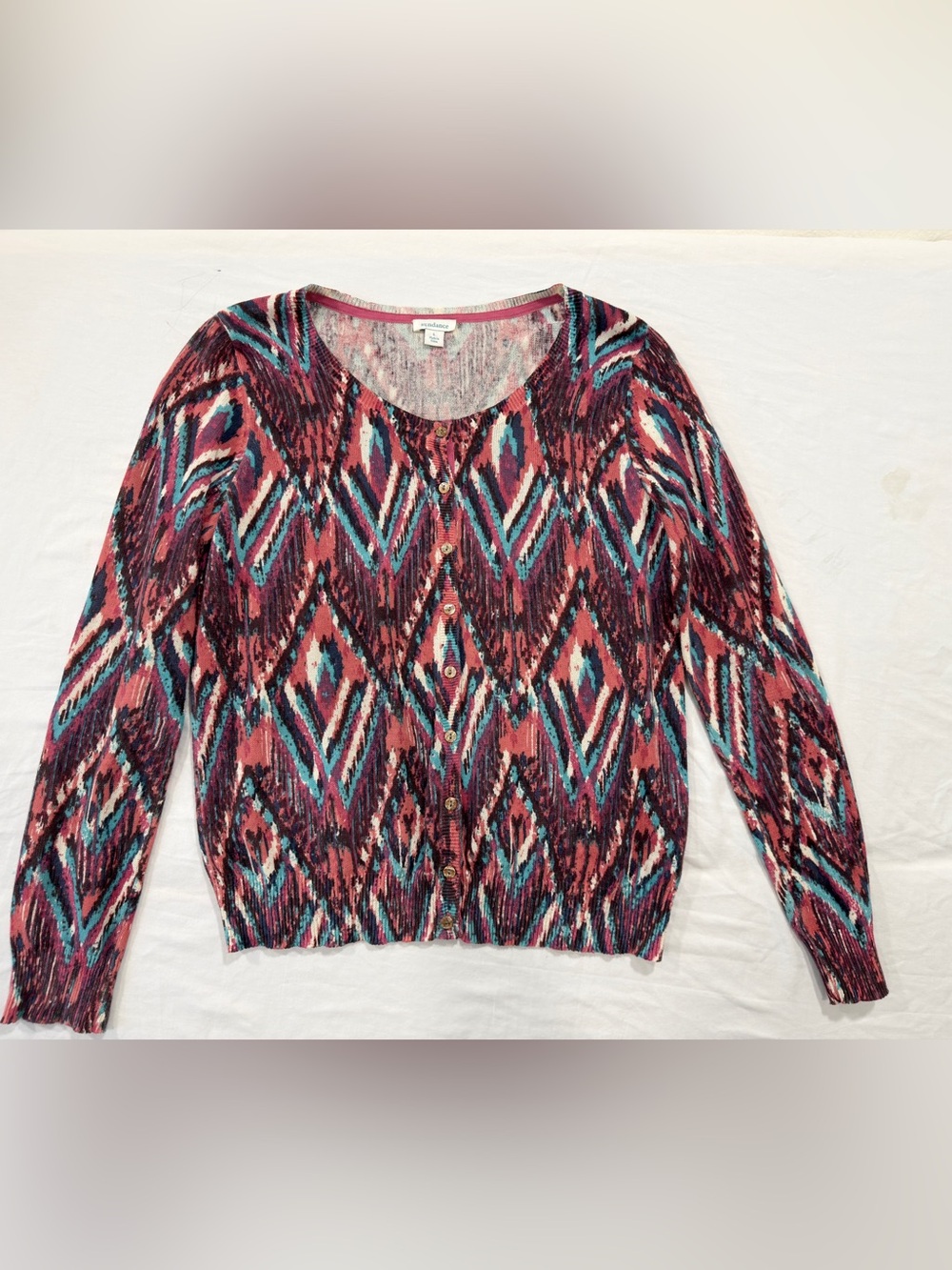 Sundance 100% Cotton Cardigan Sweater Size Large Boho Southwestern